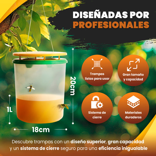 Mice&Co Trampa para Avispas Profesional - Acaba con la Avispa Asiática - Pack 2 Unidades - Mice&Co