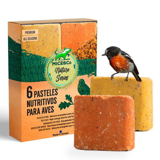 Pasteles de Sebo para Aves Silvestres - Bizcochos de Sebo Naturales para Pájaros Salvajes, 6 unidades - Mice&Co