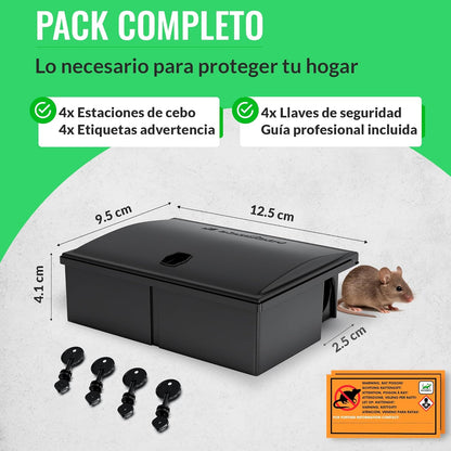Portacebos para Ratones con Llave - Pack 4 Unidades